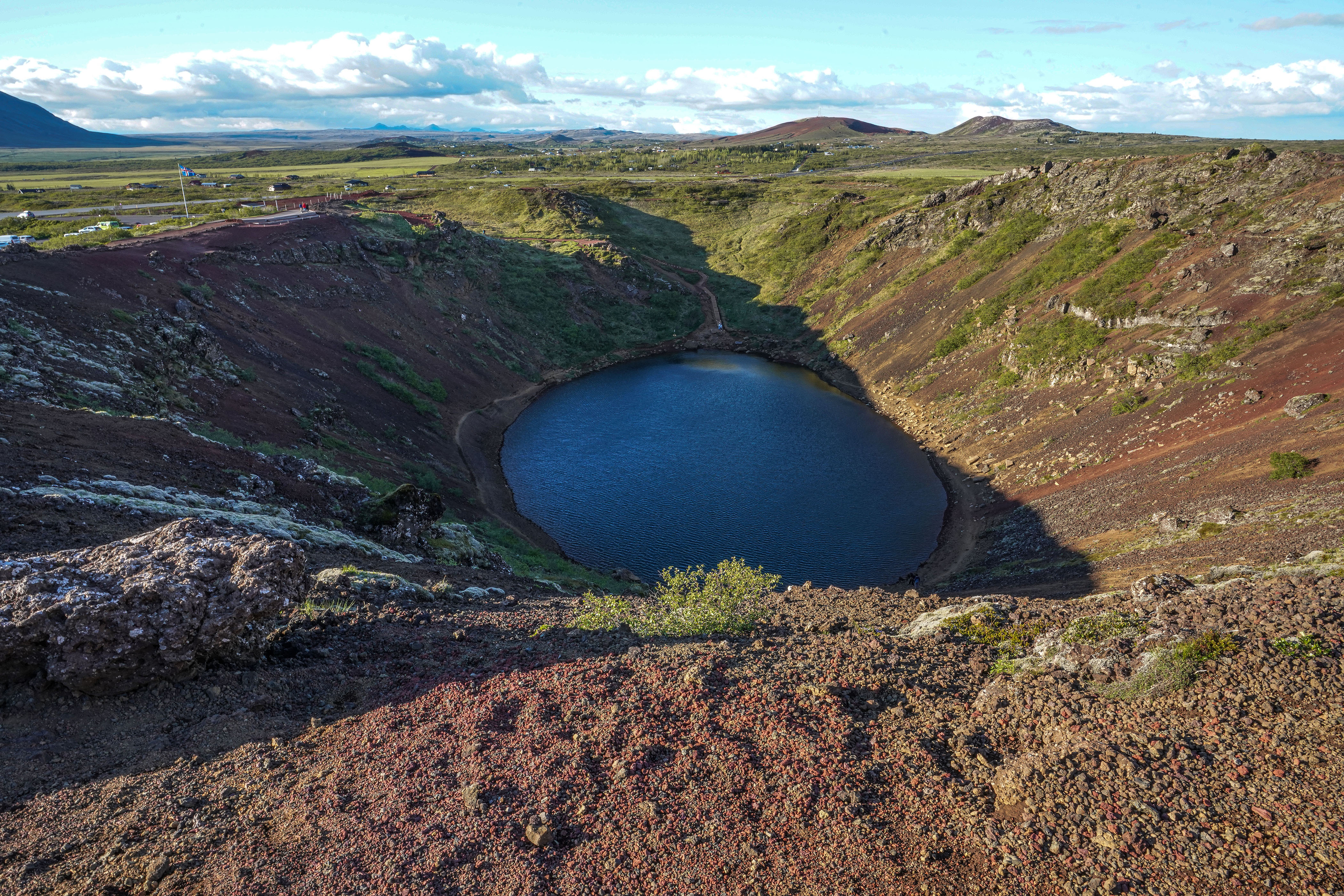 Panoramic view of Kerid Crater, a dormant volcano that isn't too far from the Golden Circle. 